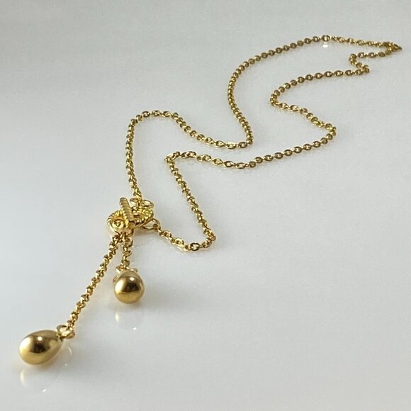 Gold Plated Stainless Steel Teardrop Necklace - Picture 1 of 6